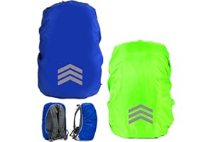 Bncxdc Protection Sac à Dos Pluie, 2 pièces Housse de Pluie Sac à Dos, 18-30L Housse de Sac à Dos, Housse de Sac à Dos imperméable et réfléchissante, pour la randonnée, Le vélo (Vert + Bleu)