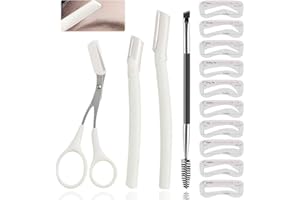 KSJEHW 3 Stücke Augenbrauenschere, Augenbrauenstrimmer, Augenbrauenschere mit Augenbrauenkamm, Augenbrauen Rasierer, zur Haarentfernung, Wird mit Augenbrauenpinsel und Schablone geliefert