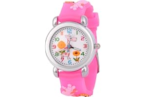 OFFCUP zegarek dziecięcy, zegarek skórzany analogowy kwarcowy wzór kreskówkowy 3D, zegarki dla dzieci, silikonowy pasek do zegarka, 3 lata do 11 lat, zegarek na rękę dla dziewczynki chłopca analogowy