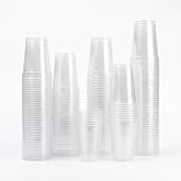 Atakito Reusable Plastic Cups 220cc - Heavy Duty Polypropylene Cups for Parties, Birthdays and Events, Cold Drinks (Clear, 22
