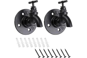 BTSKY 2PCS Vintage Industrial Iron Pipe Hook - Appendiabiti a parete Holder Hanging Rack Rack per accappatoio, asciugamano, borsa, ombrello, decorazione della casa antica Decor, Water-tap Design