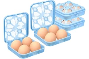 ROSEFLOWER RoseFlowe 2pcs Egg Holder Container, 4 Girds Plastic Egg Storage Box Shockproof Protection, Portable Egg Tray Carriage Dispenser for Camping Picnic Travel Kitchen Refrigerator Outdoor, Blue