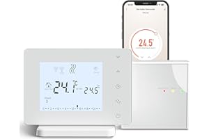 BEOK CONTROLS Termostato Caldaia a valvole 2 in 1,termostato WIFI intelligente wireless programmabile settimanalmente. compatibilità vocale alexa. termostato alimentato via usb,con ricevitore. BOT-306RF