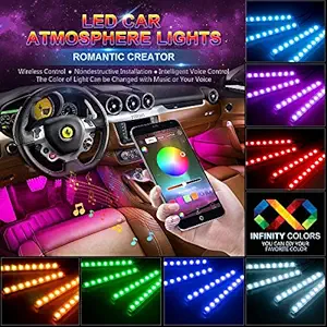 Automaze Bluetooth App Controlled 48 Atmosphere Light Multicolour Music Car Strip Lamp for Car Interior (12 LED)