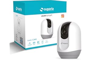 SUPERIA MILANO Telecamera Superia Iron-Cam | Video sorveglianza interno 2MP movimento Pan 355º e Tilt 180º | Funzione privacy audio bidirezionale da APP | Micro SD fino a 128 GB | 7LED visione notturna