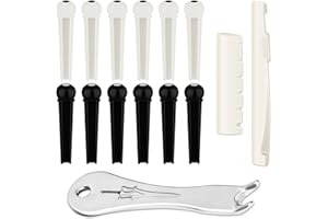 FOYODS 12 Stück Stegstifte für Akustikgitarren, mit 2 Stück Sattelmuttern für Gitarren und 1 Stück Stegstift-Abzieher,Gitarrenstegstifte,Gitarren Zubehör,Zubehör für Guitar Bridge Pins