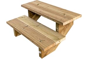 VINUOVO Escalier extérieur Bois. 2 à 7 Marches.Escalier en kit, en Bois Autoclave. pour Jardin. Balcon et Terrasse (2 marches sans Contre-marches. 80 cm)