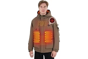 Brimekey Heated Jacket for Men and Women, Heated Coat with 7.4V Battery Pack and Windproof Hood, Soft Shell Electric Heating Hoodie for Outdoor Winter
