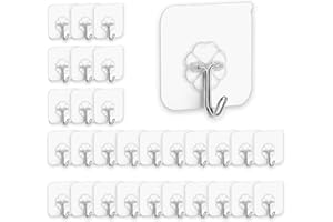 HAIY Klebehaken Utility-Haken Küche Wandhaken, 30 Stück Transparente Wiederverwendbare Nahtlose Haken, Wasserdicht und ölbeständig, Badezimmer-Küchen-Hochleistungsselbstklebende Haken, Max 10kg