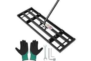 OOIIOR 32"x 10" Lawn Levelling Rake for Soil, Sectional Adjustable Handle Yard Rakes for Lawns Heavy Duty, Landscape Rake Suitable for Landscaping Golf Course, sand, Gardens, Farm and Ranch, Lawn Lute