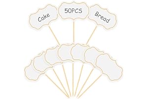 IMSHHWCS Lot de 50 Panneaux de Buffet avec Étiquettes Alimentaires & Drapeaux Snack – Marqueurs Fromage/Prix, Panneau Présentation Buffet pour Mariage/Anniversaire (Planche Apéro, Mini Pancarte),Blanc