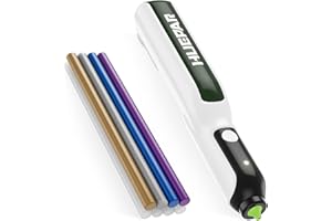 Pistola per colla a caldo, Huepar 6S Preriscalda la penna per colla a riscaldamento rapido senza fili, Mini pistola per colla ricaricabile agli ioni di litio con 8 stick di colla per artigianato