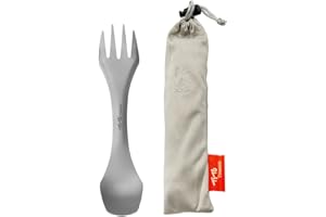 TiTo Titanium Fourchette et Cuillère en Titane 3 en 1 Ultraléger Portables Camping Multifonction Spork Cuillère Outdoor Camping Ustensiles Randonnée Pique-Nique