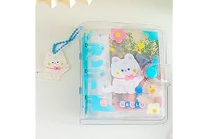runrayay 3 Pollici Cat Photocard Binder KPOP Album, Blu Clear Photo Card ID Holder Book, Mini Album Fotografico con Ciondolo Fai da Te Portachiavi per la Raccolta di Immagini, 40 Tasche