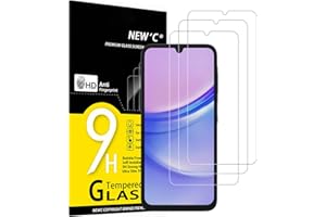 NEW'C Lot de 3, Verre Trempé pour Samsung Galaxy A15 5G/4G Protection efficace contre les Rayures - sans Bulles - Ultra Résistant (0,33mm HD Ultra Transparent) Dureté 9H Glass