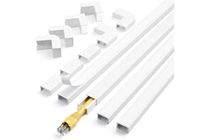 KINKAIVY Electrical Cable Trunking 4 M, Cable Concealer on Wall for one Cord, Paintable PVC Cable Cover, White Trunking for Cables to Hide a Single Power Cord in Home or Office - 4 X L 1 M, W1.5 cm, H1 cm