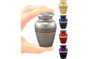IMMORTAL-MEMORIES Immortal Memories Mini Keepsake Urn - Small Pewter Memorial Cremation Urn - Decorative Miniature Ash Holder for Human or Pet Ashes - Includes Velvet Bag