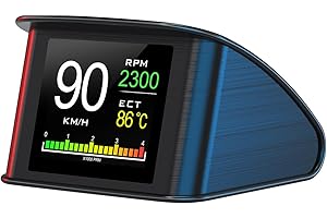 AMROOLOO Display HUD Head Up per auto, tachimetro digitale OBD intelligente con allarme di velocità eccessiva, KMH e MPH, schermo LCD TFT da 2,2", adatto per Volkswagen Ranger 2008-2020, compatibile