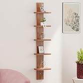 BLUEWUD Louis Engineered Wood Wall Decor Floating Shelf Display Rack Decorative Hall Décor for Living Room Home Furniture 5 S