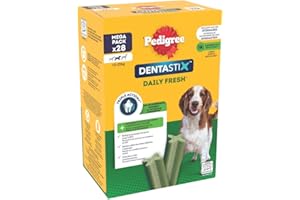 PEDIGREE DENTASTIX Fresh - Dental Dog Chews - Medium Dogs 10-25kg - 4 x 28 Sticks - Megapack of Dog Dental Sticks