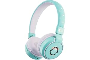 Planet Buddies Cuffie per Bambini, Cuffie On Ear Bluetooth Pieghevoli per Bambini con Microfono, Limitatore di Volume 85dB, Auricolari per Bambini Carini Pinguino per Tablet e Telefoni