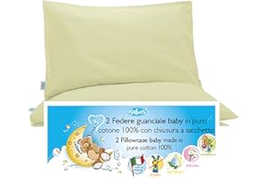 4BABIES-Kissenbezüg 50x30 Kinder - 2er Set Kopfkissenbezug mit Beutelverschluss 100% Reiner Baumwolle -Made in Italy- ÖEKO-TEX Zertifiziert - Aloe GRÜN