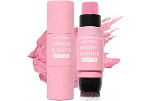 Cream Blush Stick med Borste för Ögon, Kinder och Läppar - Fuktgivande Rouge Stick - Naturlig Mjölk Makeup Matta för Alla Hudtoner Kosmetisk
