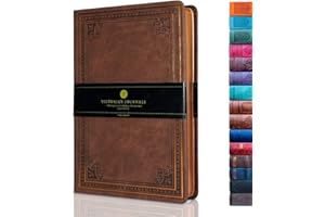 Victoria's Journals Tagebuch, Kunstleder, Vintage, Hardcover, liniertes Notizbuch, altmodisches Reisetagebuch, A5, Größe 14,5 x 20,5 cm