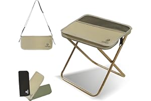 TOPTOPER Tragbarer Klappstuhl mit Schultergurt, maximale Tragkraft 500lbs, Zwei Seitentaschen, Aufbewahrung, für Warteschlangen, Angeln, Wandertouren, Senioren, Campingausrüstung (Khaki)