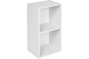 Hampton & Stewart Wooden Storage Unit Cube 2 3 4 Tier Strong Bookcase Shelving Home Office Display (2 Tier, White)