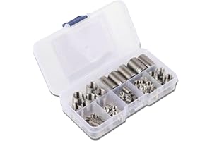 Gugxiom Kit de reparación de 50 piezas de acero inoxidable, insertos roscados para plástico/metal, herramienta de reparación de refuerzo de rosca M3/M4/M5/M6/M8/M10/M12/M14/M16 con maletín de