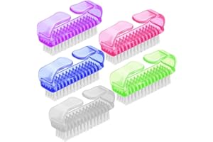 WEIESCIE 5 Pezzi Spazzola Maniglia per Unghie Spazzola per Pulizia delle Unghie Lavaggio di Mani Spazzolino per Unghie Spazzola di Plastica per Pulizia, (rosa, viola, blu, verde, trasparente puro)