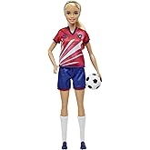 Barbie Soccer Doll, Blonde Ponytail, Colorful #9 Uniform, Soccer Ball, Cleats, Tall Socks, Great Sports-Inspired Gift for Ages 3 and Up