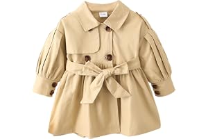 Acuryx Snygg vindjacka för bebisflickor bebis flickor dubbelknäppt kappa med rosettbä långärmad trenchcoat för babyflickor
