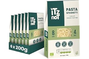 iTz noT jusT SPAGHETTI (Pack of 6, 200g Each) Ready cooked, Shirataki, Moyu, Konjac Plant Fibre Pasta, Low Carb, & No Added Preservatives, Healthy, Gluten Free, Gut Health. 100% Natural