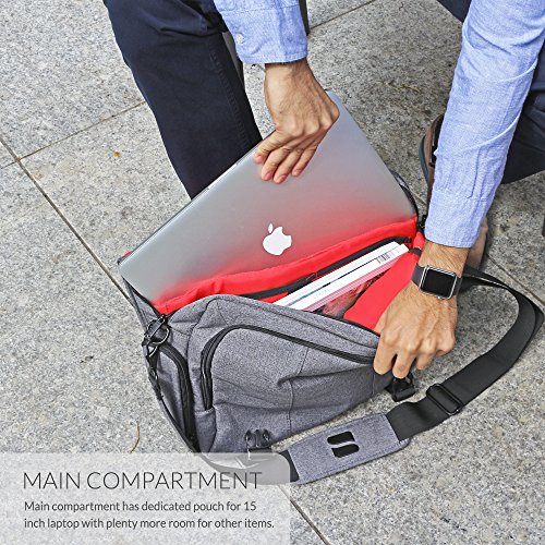 Laptoptasche, Snugg – Graue Notebooktasche – Umhängetasche für Laptops mit einer Bildschirmdiagonale von bis zu 15.6 Zoll - 3