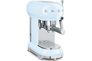 Smeg, Machine à Café Expresso Manuelle ECF01PBEU, Système Cappuccino, Thermoblock, Grand Boîtier Tasse et Double Fonction Café, Réservoir d'Eau 1 L, Dimensions Compactes, 1350W, Bleu Azur