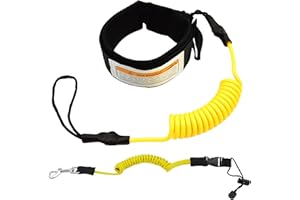 JODSEN Guinzaglio per Tavola da Surf,Leash SUP per Pagaia Kayak,TPU Corda per Gambe con Cinturino Alla Caviglia Arrotolato Paddle Board,Fibbia per Cintura Regolabile,Ganci in Metallo,per Tavola da Surf Canoa