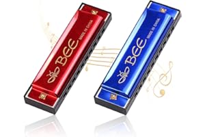 SIMUER SIMUR Mundharmonika für Anfänger Mundharmonika für Kinder 10 Löcher diatonische Mundharmonika Harfe Mundharmonika von C für Anfänger, Erwachsene, Kinder Geschenk (rot und blau)