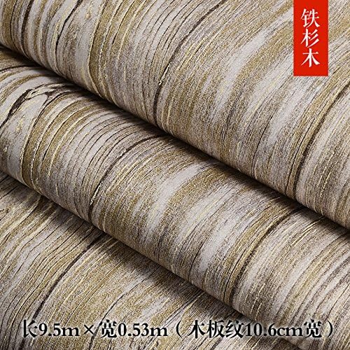 XW-Retro new Chinese style imitation wood flooring, wallpaper, wallpaper, living room sofa, television background, modern three-dimensional classical wallpaper, 10*0.53m,Hemlock,10*0.53m