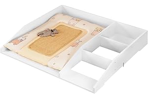 WOLTU Wickelaufsatz mit Trennfach und Sicherheitsgurt, Wickeltischaufsatz für Kommode mit Tiefe 47,5–50 cm und Breite ab 80 cm, 80 x 13,5 x 74,5 cm, Weiß