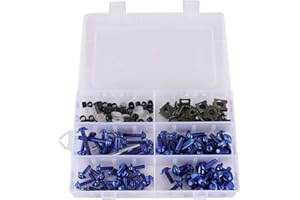 Alamor 177pcs Motorcycle Fairing Bolt Kit Nuts Screws Clips compatible with Hon-da/Ya-maha/Kawasaki/Su-zuki - Blue