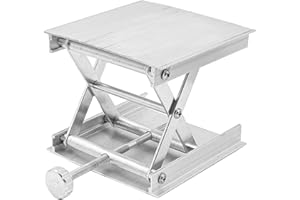 ZONADAH Aluminum Alloy Lab Lift Stand 360° Rotatable Bearing Jack Platform Adjustable Lifting Table for Router Carving Engraving Woodworking Experiment Laboratory Silver