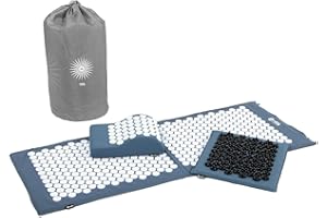 ‎BODHI Bodhi VITAL Akupressurmatte XL Deluxe-Set SOFT | Massagematte mit Kissen, Fußmatte & Tasche im günstigen Set | Entspannungensmatte für Nacken und Rücken | Stimulierung von Fußreflexzonen | blau
