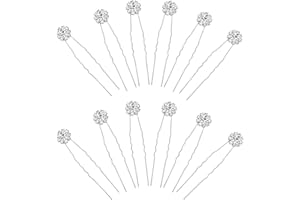 KINBOM 12 Pezzi Forcine per Capelli Sposa Strass, Forcine per Capelli a Forma di U Fiore di Cristallo Forcine per Capelli Accessori per Capelli da Sposa per Spose Damigelle d'Onore (Argento)