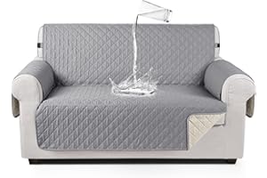 TAOCOCO Funda de sofá 2 plazas, Impermeable, con Banda elástica, para salón, Antideslizante, Acolchada, protección para Mascotas, Gatos, Perros, niños Jugando (Gris Claro)