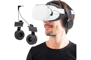 Globular Cluster Stereo VR Headphones Custom Made for Oculus Quest 2 Elite Headband & Original Headstrap-On Ear Deep Bass 3D 360 Degree Sound (Black)