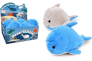 DODO D'AMOUR - Peluche Réversible Double Face - Expression - 206933 - Bleu - Baleine - Doudou - Jouet - Emotion - Humeur - 27 cm x 16 cm - À Partir de 18 Mois