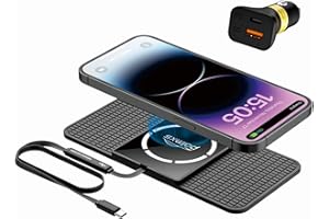 Magnetyczna bezprzewodowa ładowarka samochodowa, polmxs 15 W, kompatybilna z ładowarką samochodową Magsafe, antypoślizgowa, bezprzewodowa podkładka ładująca typu C, z ładowarką samochodową 40 W, do