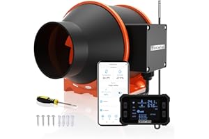 FanGoFast 100mm Wifi App Extractor de aire, con control de temperatura y humedad, motor EC, ventilador de extracción de 2800 RPM para supercargadores, tiendas de campaña